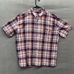 St Johns Bay Shirt Mens XL Orange Plaid Short Sleeve Button Up New Cotton Casual